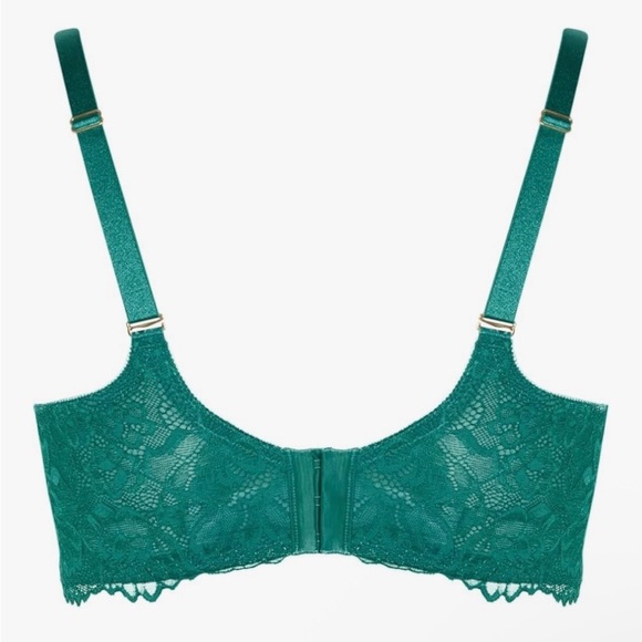 Elegant Emerald green Lace Trim Bra Ladies Size 42C NEW - Picture 2 of 10